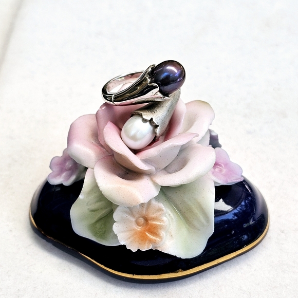 Akoya & Tahitian Pearl 925 Sterling Silver Bypass Ring TARA T&S *RARE - Picture 10 of 15